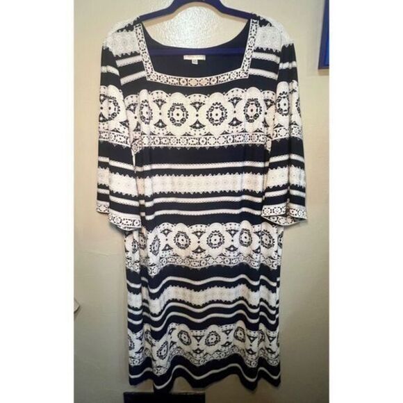 Sandra Darren Plus Size Dress Navy and White 20W - Picture 1 of 4